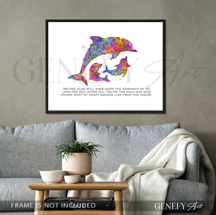 Dolphin Family of 3 Watercolour Print