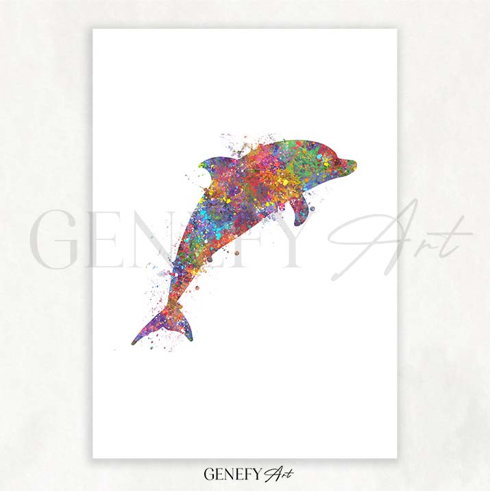 Dolphin Watercolour Print - Genefy Art