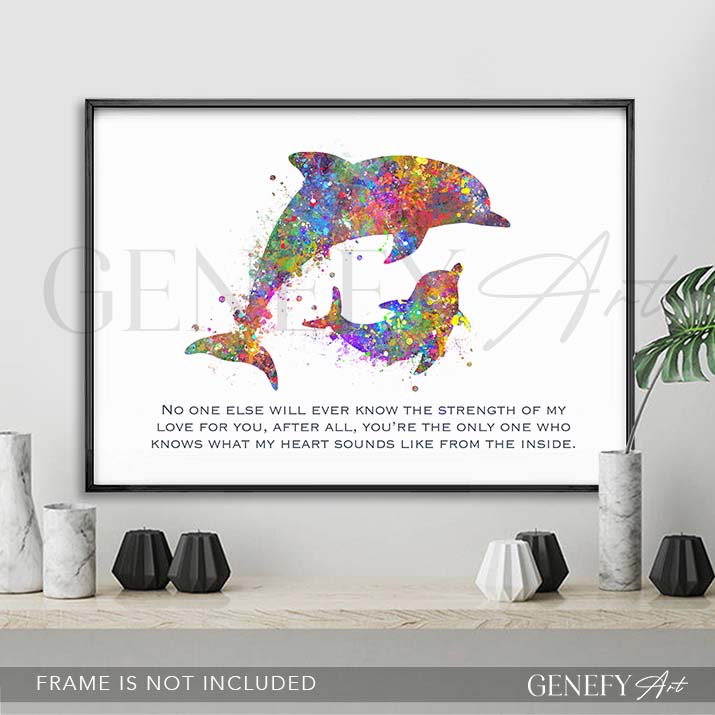 Dolphin Mother and Baby Watercolour Print