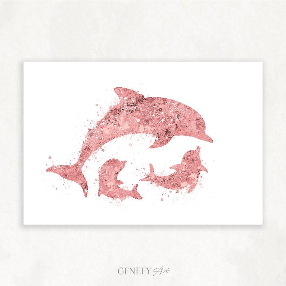 Dolphin Family of 3 Art Print