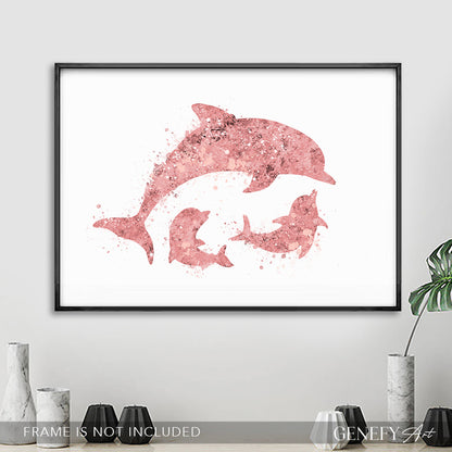 Dolphin Family of 3 Art Print