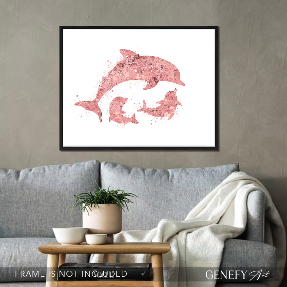 Dolphin Family of 3 Art Print