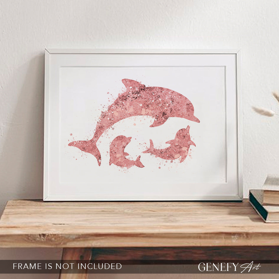 Dolphin Family of 3 Art Print