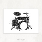 Black and White Drum Set Art - Genefy Art