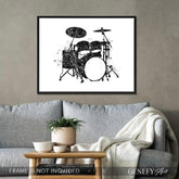 Black and White Drum Set Art - Genefy Art