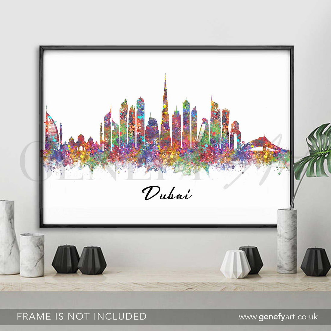 Dubai Skyline Watercolour Print - Genefy Art