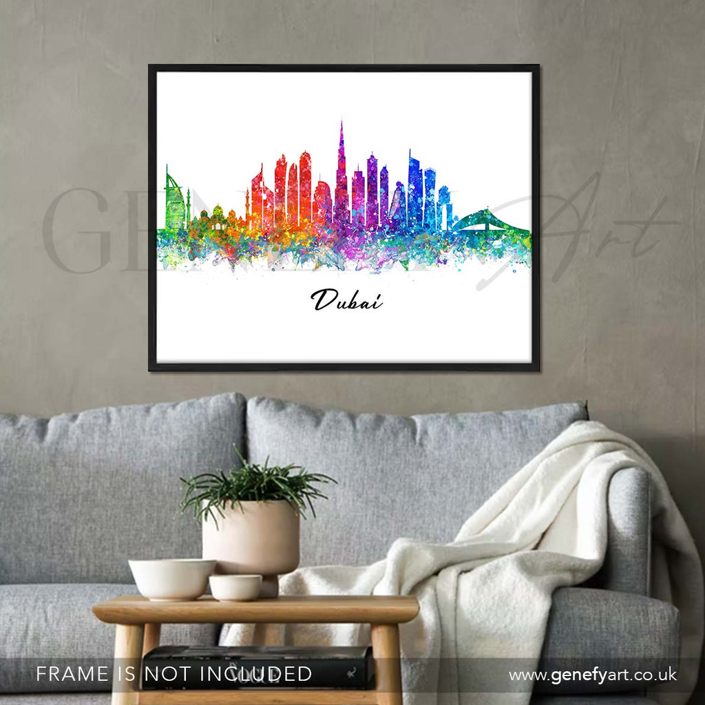 Dubai Skyline Watercolour Print - Genefy Art