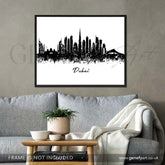 Dubai Skyline Black and White Watercolour Print - Genefy Art