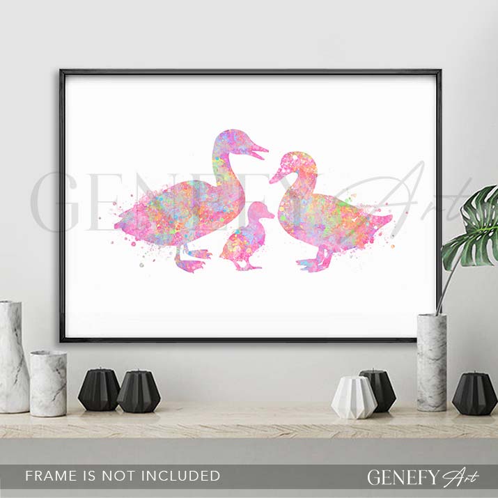 Duck Family of 3 Watercolour Print