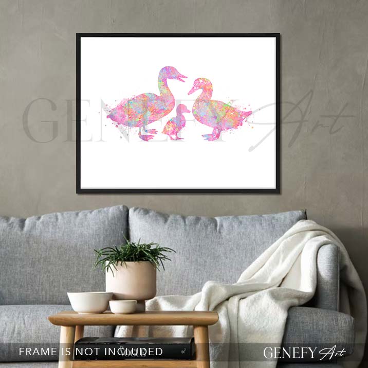 Duck Family of 3 Watercolour Print