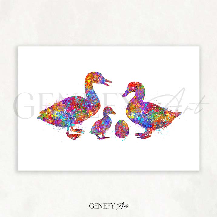 Duck Family Watercolour Print