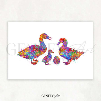 Duck Family Watercolour Print