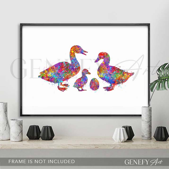 Duck Family Watercolour Print