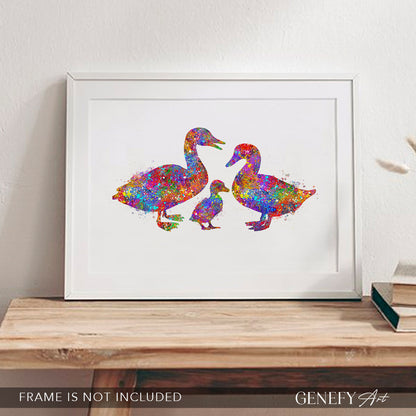 Duck Family of 3 Watercolour Print