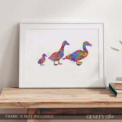 Duck Family of 3 Watercolour Print