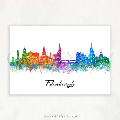 Edinburgh Skyline Watercolour Print - Genefy Art