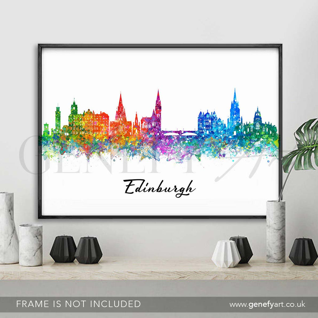 Edinburgh Skyline Watercolour Print - Genefy Art