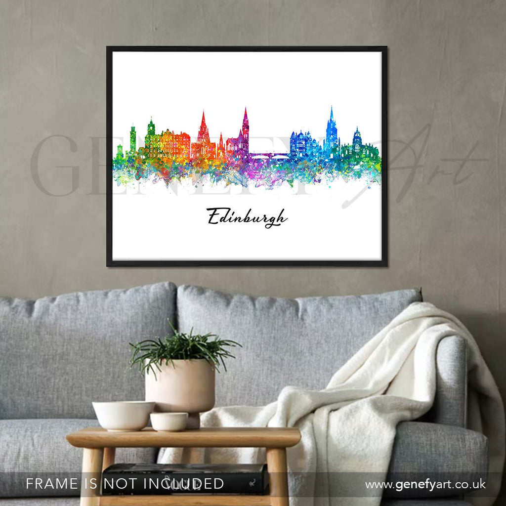 Edinburgh Skyline Watercolour Print - Genefy Art
