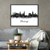 Edinburgh Skyline Black and White Watercolour Print - Genefy Art