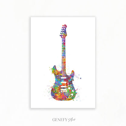 Electric Guitar Watercolour Art