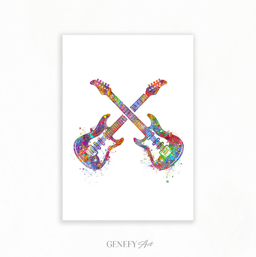 Electric Guitar Watercolour Art