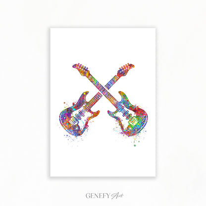 Electric Guitar Watercolour Art