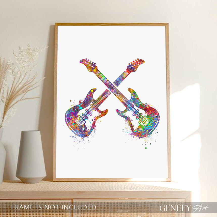Electric Guitar Watercolour Art
