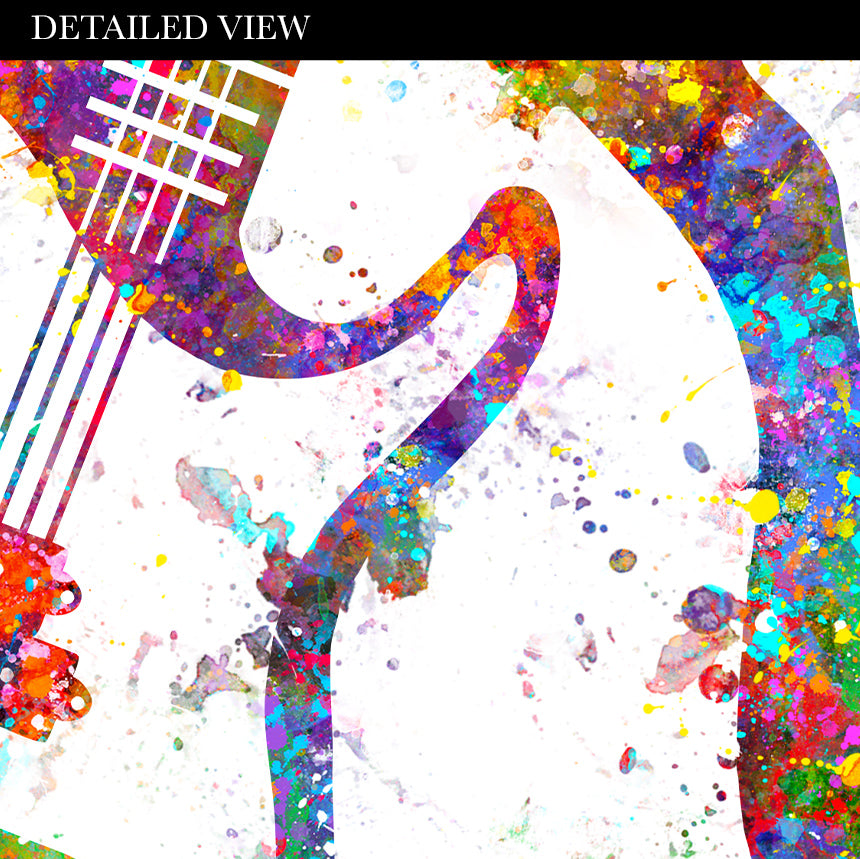 Electric Bass Guitar Watercolour Art