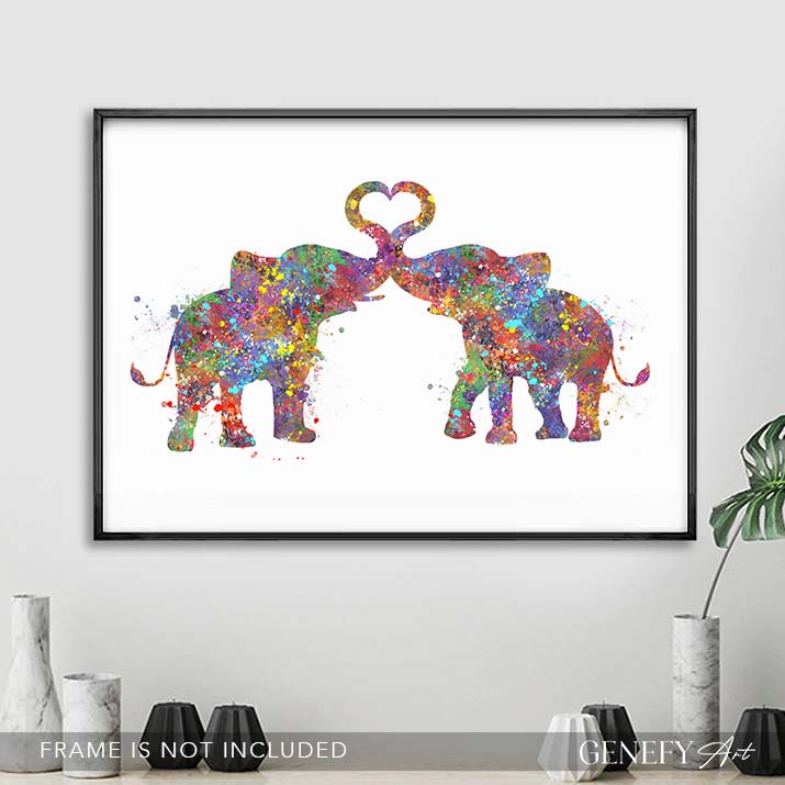 Elephant Couple Watercolour Art