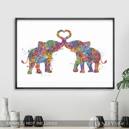 Elephant Couple Watercolour Art