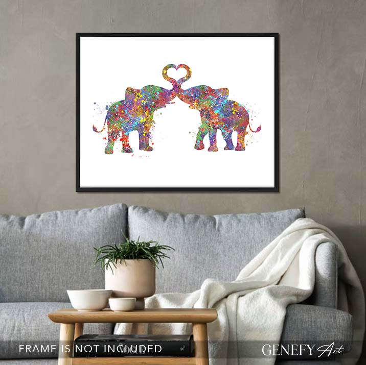 Elephant Couple Watercolour Art