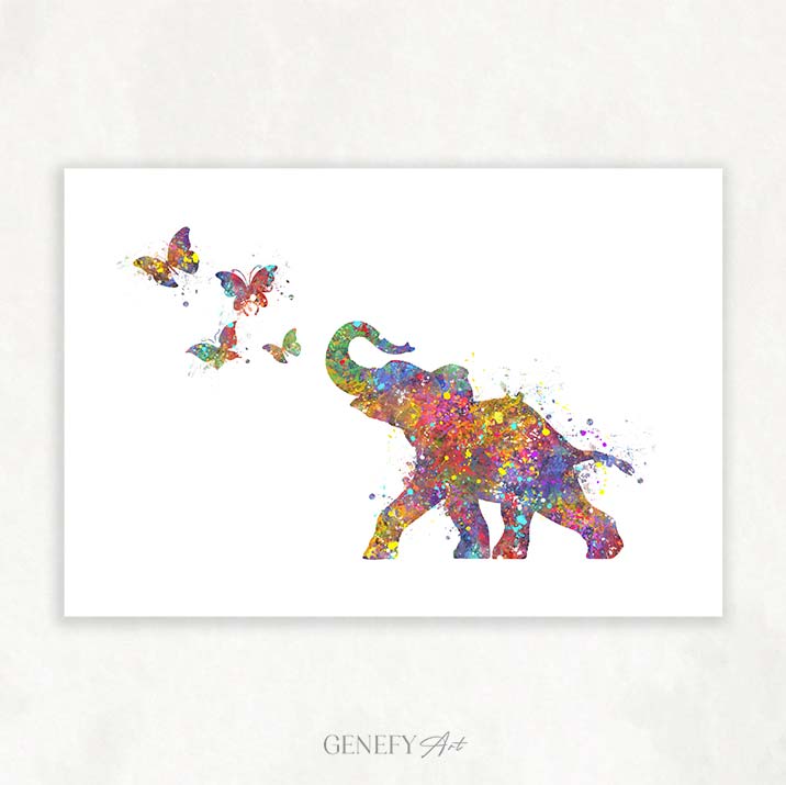 Elephant Chasing Butterflies Art Print - Genefy Art