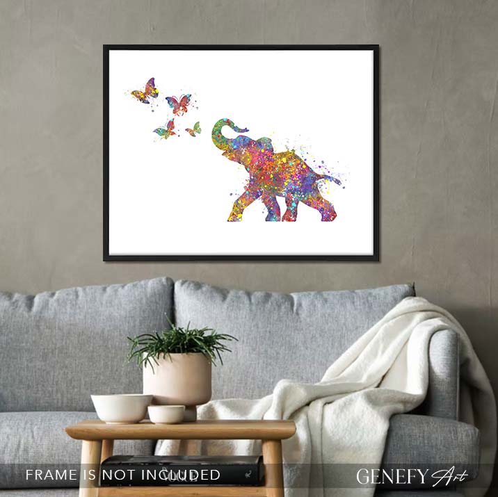 Elephant Chasing Butterflies Art Print - Genefy Art