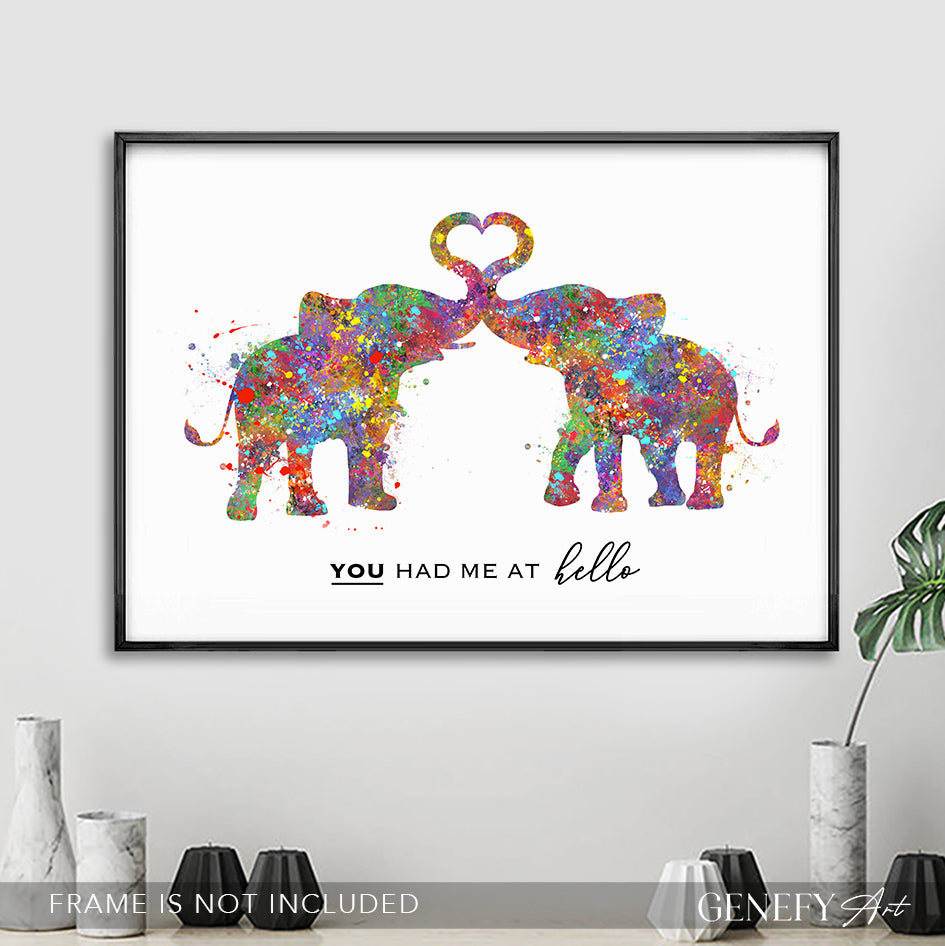 Elephant Couple Watercolour Print