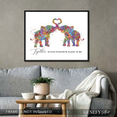 Elephant Couple Love Quote Watercolour Art - Genefy Art