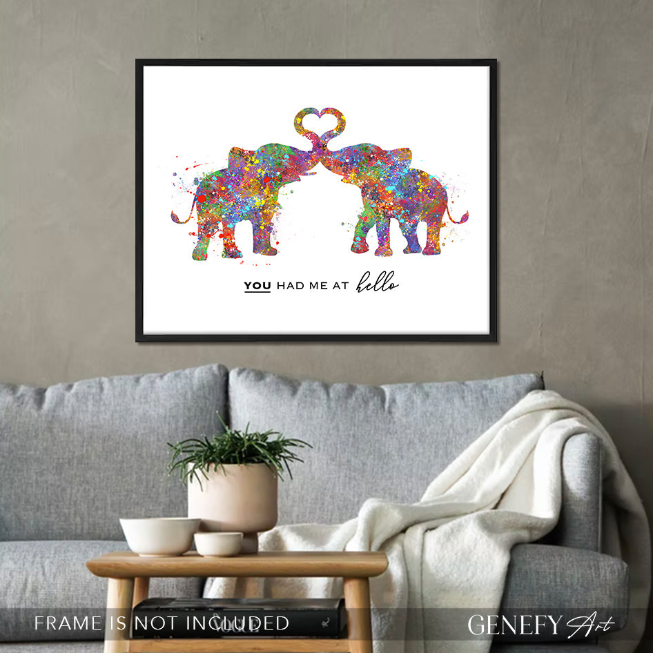 Elephant Couple Watercolour Print