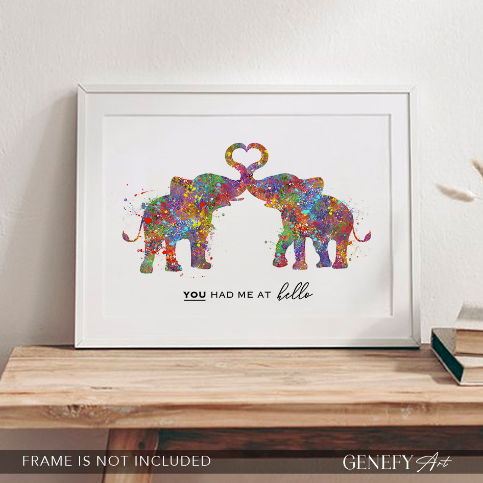 Elephant Couple Watercolour Print