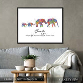 Elephant Family of 4 Quote Watercolour Print - Genefy Art