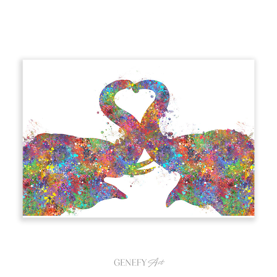 Elephant Couple Watercolour Art