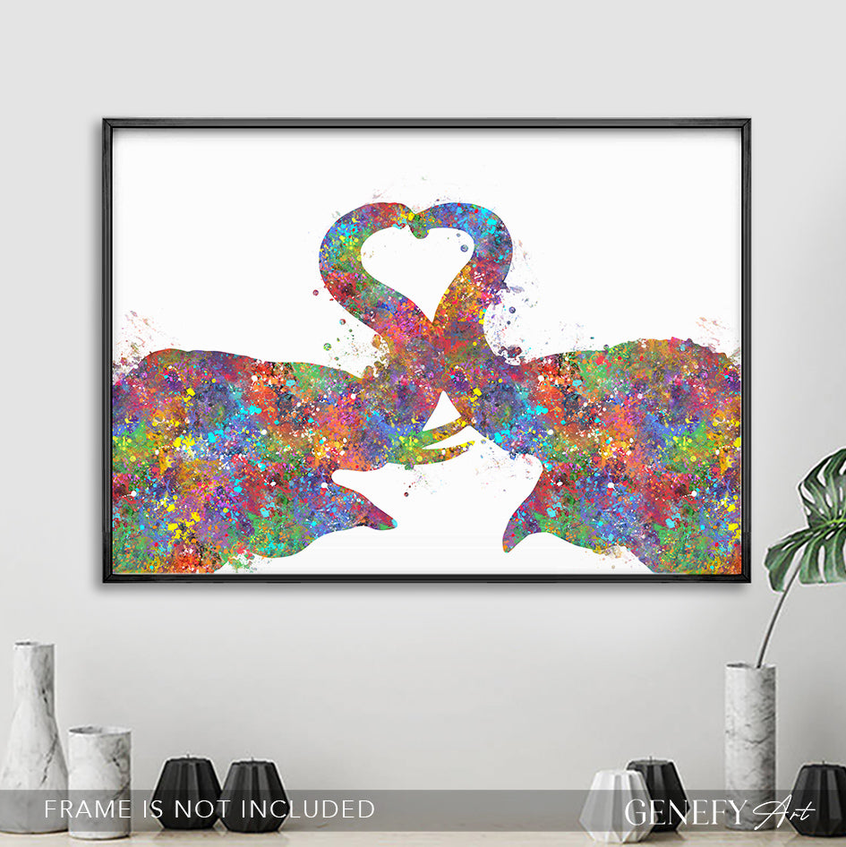 Elephant Couple Watercolour Art