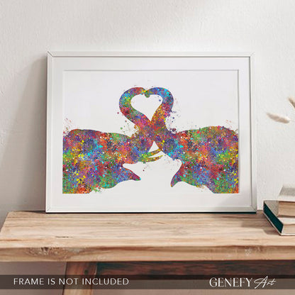 Elephant Couple Watercolour Art