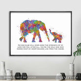 Elephant Mother and Baby Quote Watercolour Art - Genefy Art