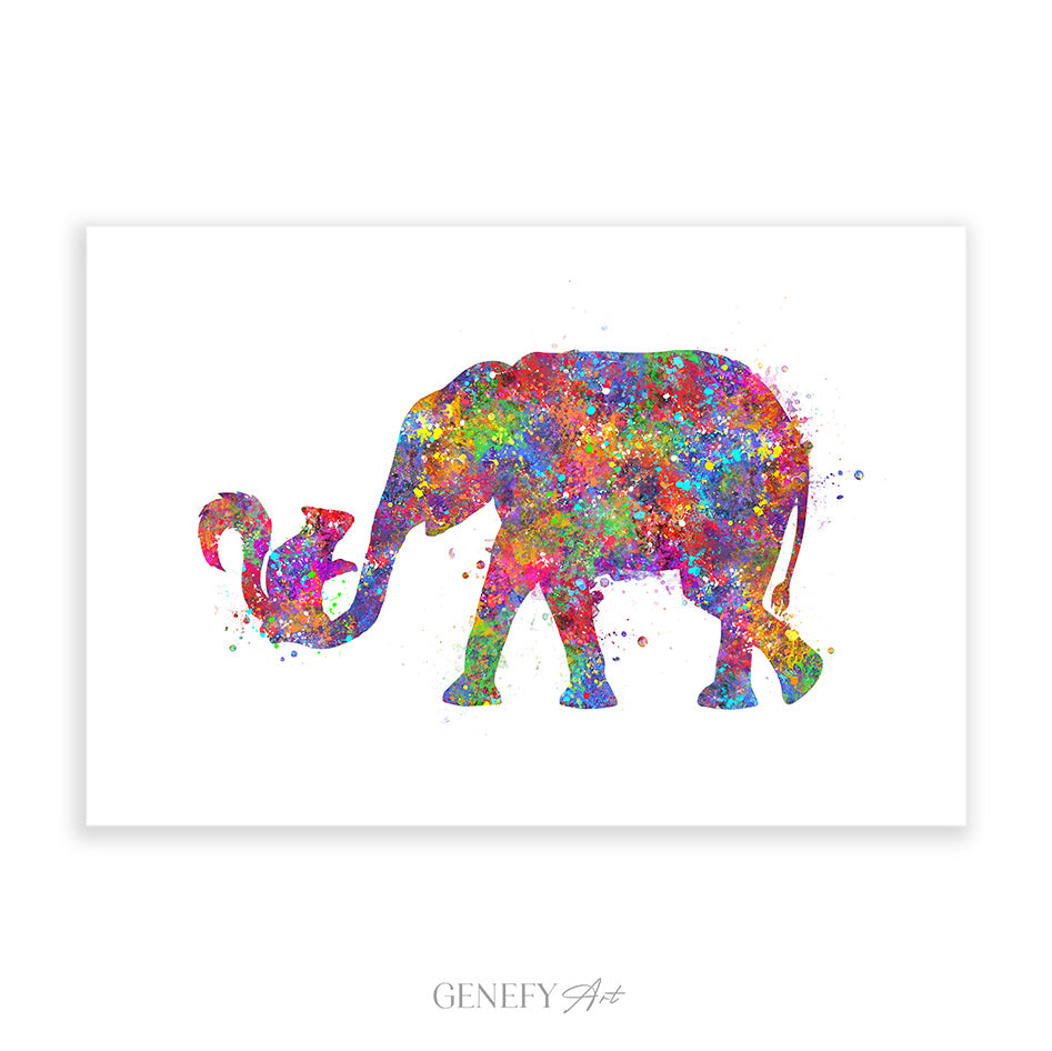 Elephant and Squirrel Watercolour Art