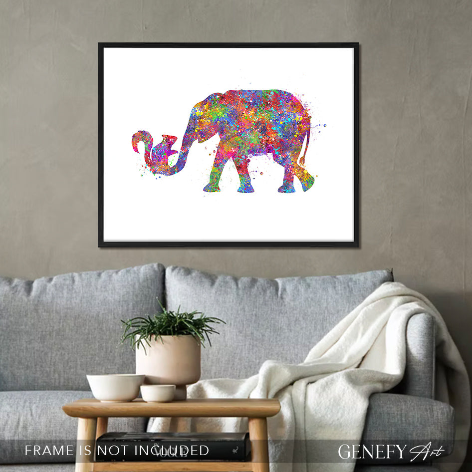 Elephant and Squirrel Watercolour Art