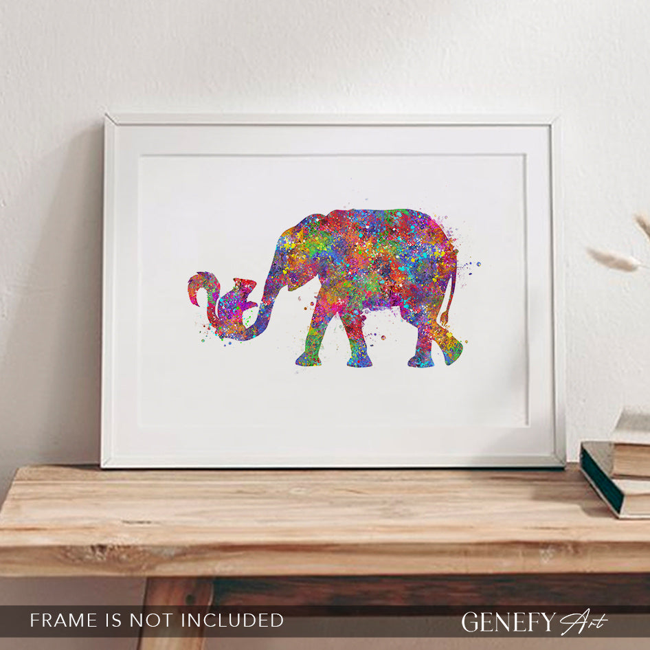 Elephant and Squirrel Watercolour Art