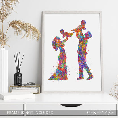Family of 4 Watercolour Art Print