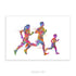 Family of 3 Running Father Mother and Son Watercolour Print