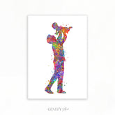 Father Holding Baby Watercolour Art Print