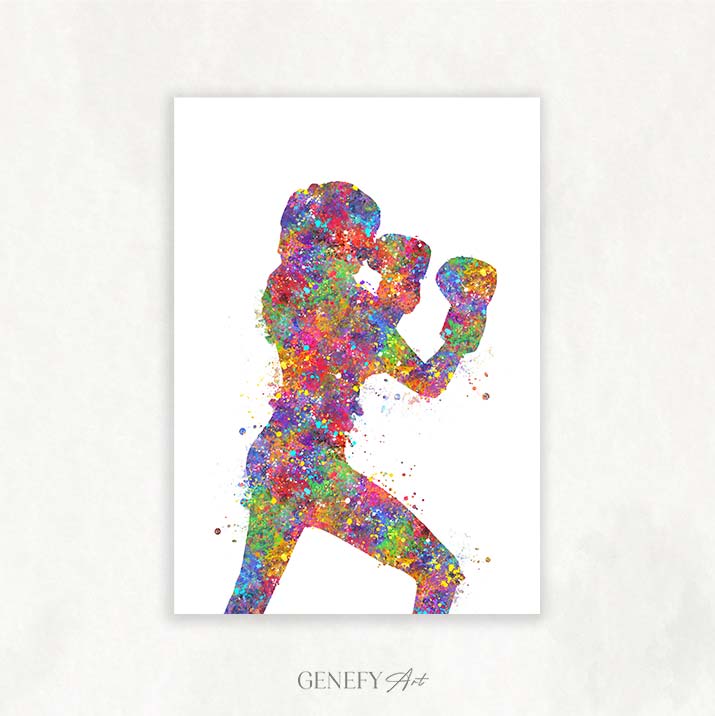 Female Boxer Watercolour Print