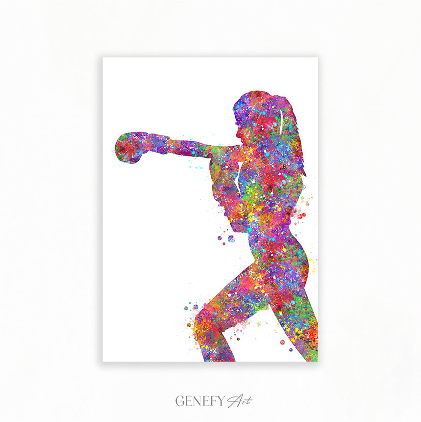 Female Boxer Watercolour Print